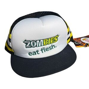 Dopelids Zombies Eat Flesh Trucker Hat Subway Parody Snapback OS Black White